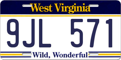 WV license plate 9JL571