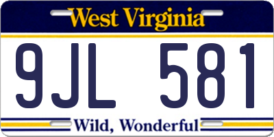 WV license plate 9JL581