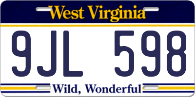 WV license plate 9JL598