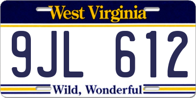 WV license plate 9JL612