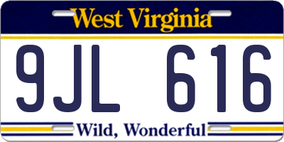 WV license plate 9JL616