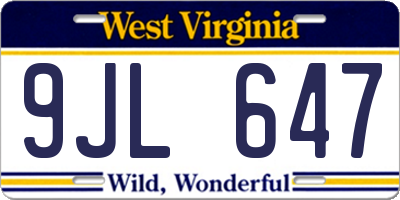 WV license plate 9JL647