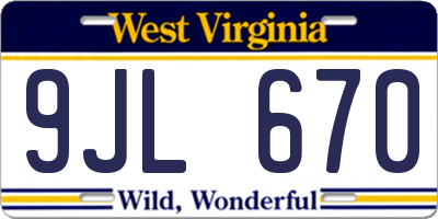 WV license plate 9JL670
