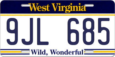 WV license plate 9JL685