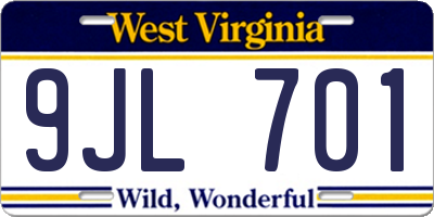 WV license plate 9JL701