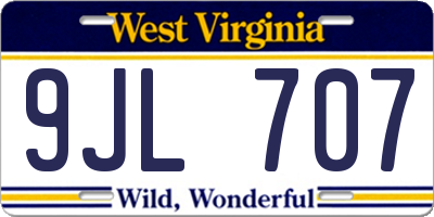 WV license plate 9JL707