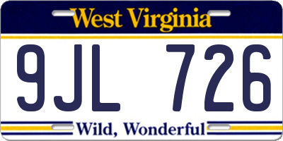 WV license plate 9JL726
