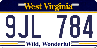 WV license plate 9JL784