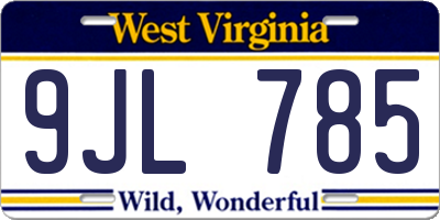 WV license plate 9JL785