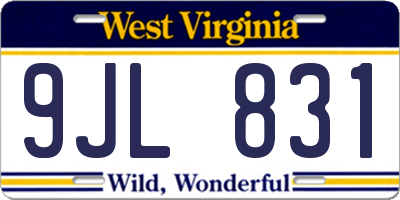 WV license plate 9JL831