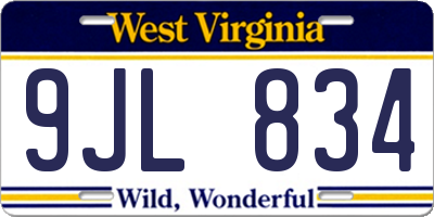 WV license plate 9JL834