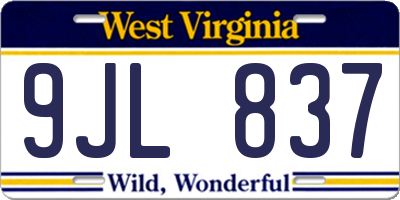 WV license plate 9JL837