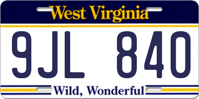 WV license plate 9JL840