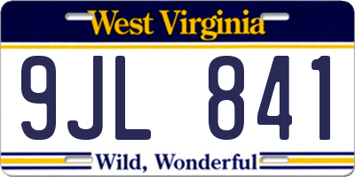 WV license plate 9JL841