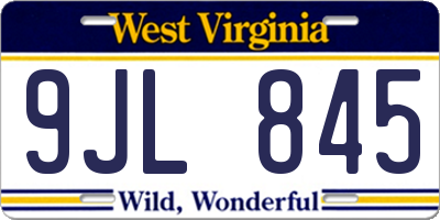 WV license plate 9JL845