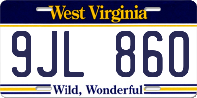 WV license plate 9JL860