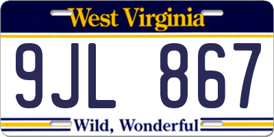 WV license plate 9JL867
