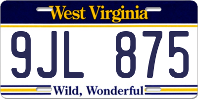 WV license plate 9JL875