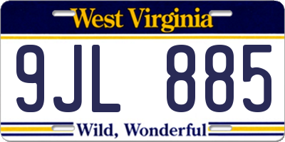 WV license plate 9JL885