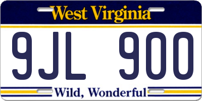 WV license plate 9JL900