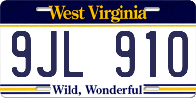 WV license plate 9JL910