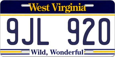 WV license plate 9JL920