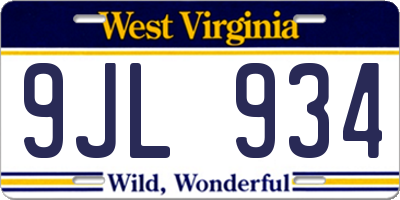 WV license plate 9JL934