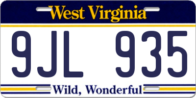 WV license plate 9JL935