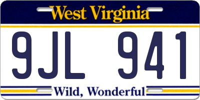 WV license plate 9JL941