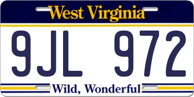 WV license plate 9JL972