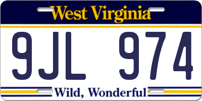 WV license plate 9JL974