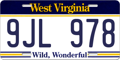 WV license plate 9JL978