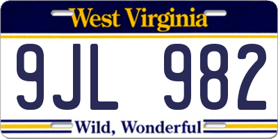WV license plate 9JL982