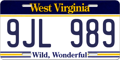 WV license plate 9JL989