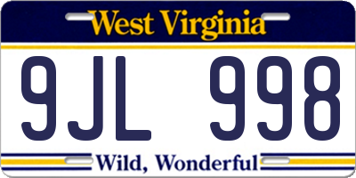 WV license plate 9JL998