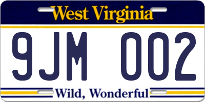 WV license plate 9JM002