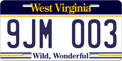 WV license plate 9JM003