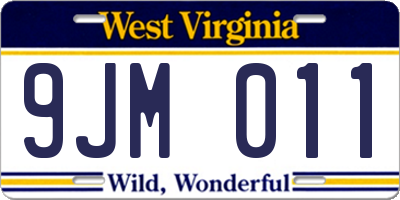 WV license plate 9JM011