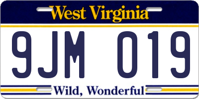 WV license plate 9JM019