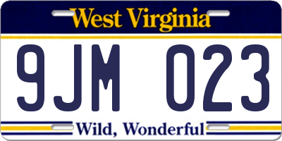 WV license plate 9JM023