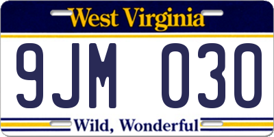 WV license plate 9JM030