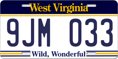 WV license plate 9JM033