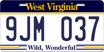 WV license plate 9JM037