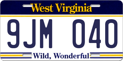 WV license plate 9JM040