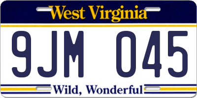 WV license plate 9JM045