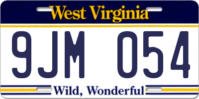 WV license plate 9JM054