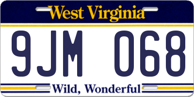 WV license plate 9JM068