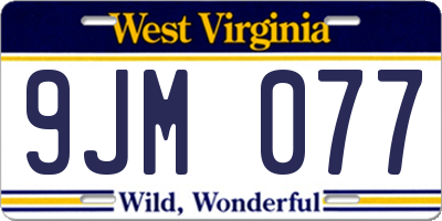 WV license plate 9JM077