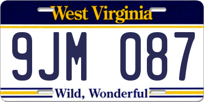 WV license plate 9JM087