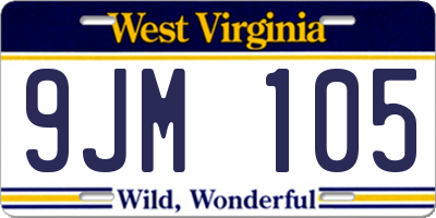WV license plate 9JM105